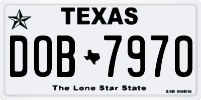 TX license plate DOB7970