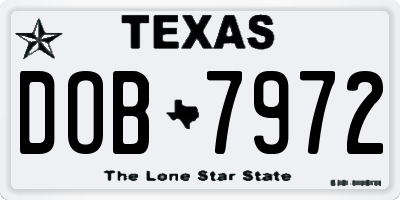 TX license plate DOB7972