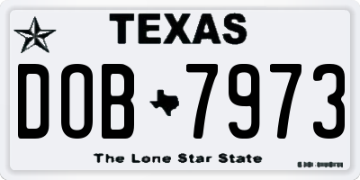 TX license plate DOB7973