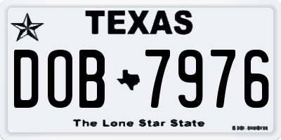 TX license plate DOB7976