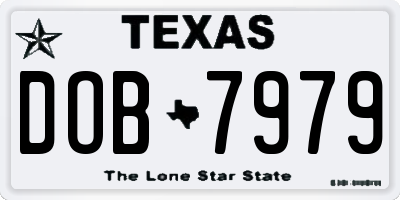 TX license plate DOB7979