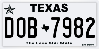 TX license plate DOB7982