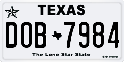TX license plate DOB7984
