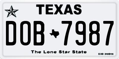TX license plate DOB7987