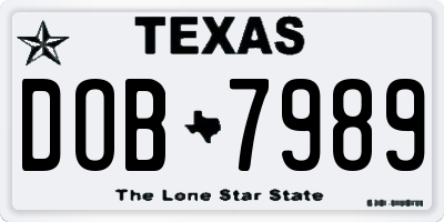 TX license plate DOB7989