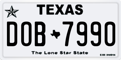 TX license plate DOB7990