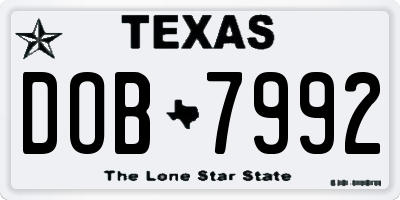 TX license plate DOB7992