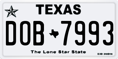 TX license plate DOB7993