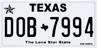 TX license plate DOB7994
