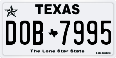 TX license plate DOB7995