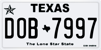 TX license plate DOB7997