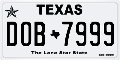 TX license plate DOB7999