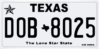 TX license plate DOB8025