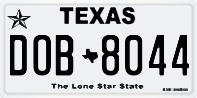 TX license plate DOB8044