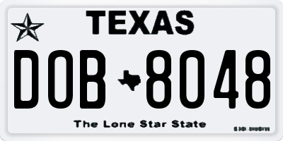 TX license plate DOB8048
