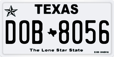 TX license plate DOB8056