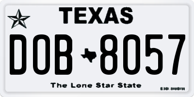 TX license plate DOB8057