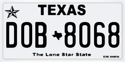 TX license plate DOB8068