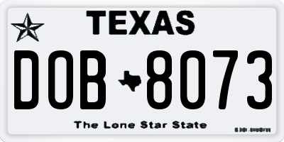 TX license plate DOB8073