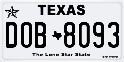 TX license plate DOB8093