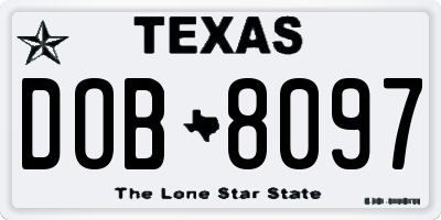 TX license plate DOB8097