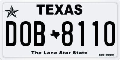 TX license plate DOB8110