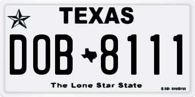 TX license plate DOB8111