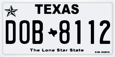 TX license plate DOB8112