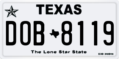TX license plate DOB8119