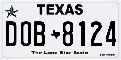 TX license plate DOB8124