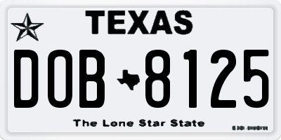 TX license plate DOB8125