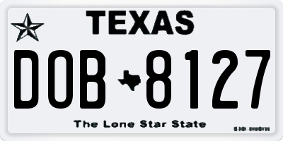 TX license plate DOB8127