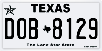 TX license plate DOB8129