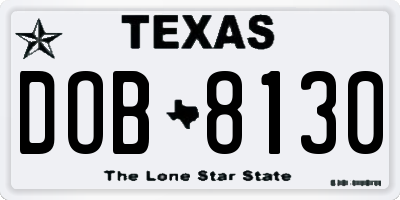 TX license plate DOB8130