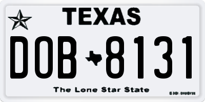 TX license plate DOB8131