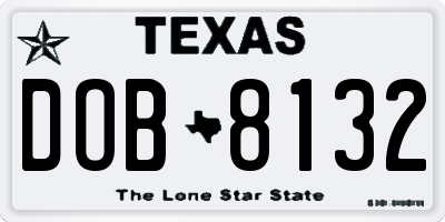 TX license plate DOB8132