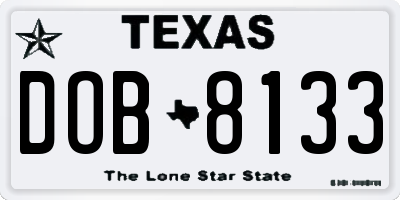 TX license plate DOB8133