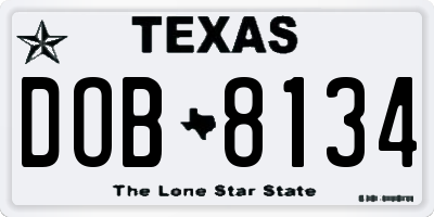 TX license plate DOB8134