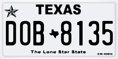 TX license plate DOB8135