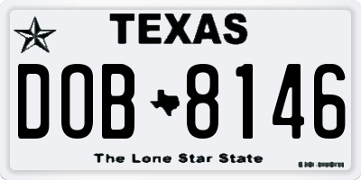 TX license plate DOB8146