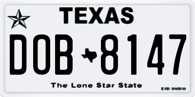 TX license plate DOB8147