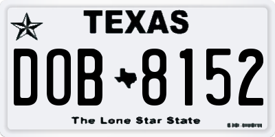 TX license plate DOB8152