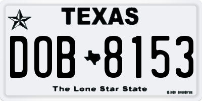 TX license plate DOB8153