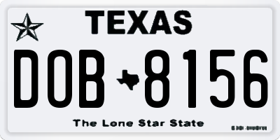 TX license plate DOB8156