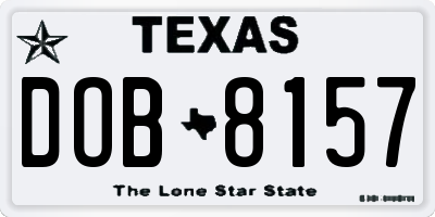 TX license plate DOB8157