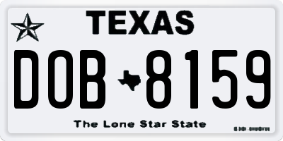 TX license plate DOB8159