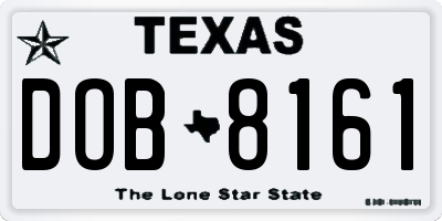 TX license plate DOB8161