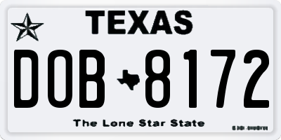 TX license plate DOB8172