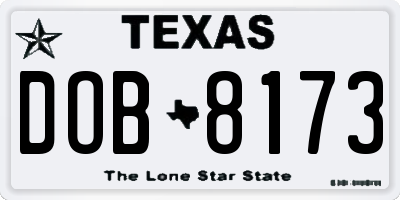TX license plate DOB8173