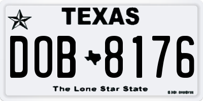 TX license plate DOB8176